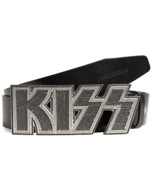 DSquared² Kiss Plaque Belt - White