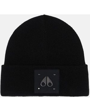 Moose Knuckles Logo Icon Beanie Hat - Black