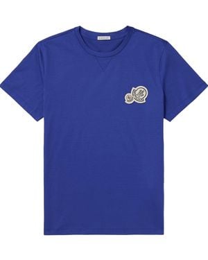 Moncler Double Patch Logo T Shirt - Blue