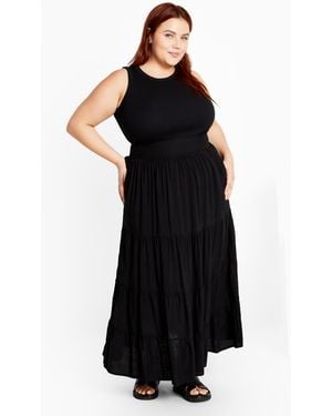City Chic Plus Size Frankie Back Tier Skirt - Black