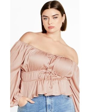 City Chic Plus Size Yasmine Top Rose - Natural