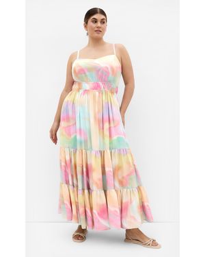City Chic Plus Size Kalea Print Light Peach Maxi Dress - Pink