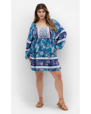 City Chic Plus Size Jasmine Micro Mini Dress - Blue