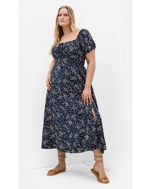 City Chic Plus Size Abbigail Print Lined Maxi Dress - Blue