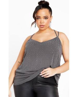City Chic Plus Size Strappy Nail Top - Gray