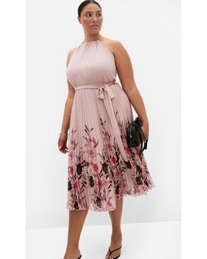 City Chic Plus Size Rebecca Border Pleat Dress - Multicolor