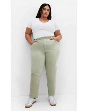 City Chic Plus Size Harley Fit Clover Row Straight Jean Sage, Cotton - Multicolor