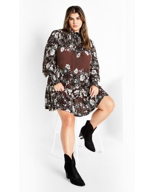 City Chic Plus Size Cassia Placement Dress - Black