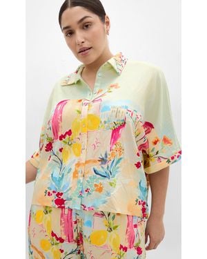 City Chic Plus Size Print Lime Shirt - Gray