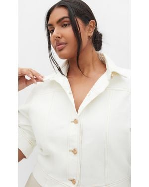 City Chic Plus Size Millie Denim Jacket - White