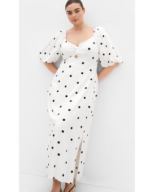 City Chic Plus Size Nala Spot Print Twist Front Dress - White