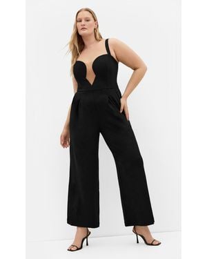 City Chic Plus Size Flaunt It Wide Leg Jumpsuit - Black