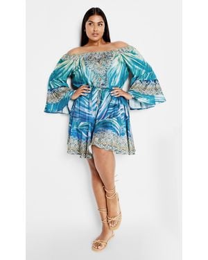 City Chic Plus Size Summer Nights Dress - Blue