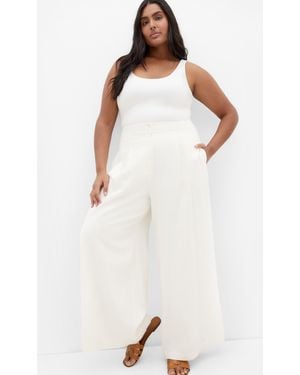 City Chic Plus Size Abbie Linen Pants - White