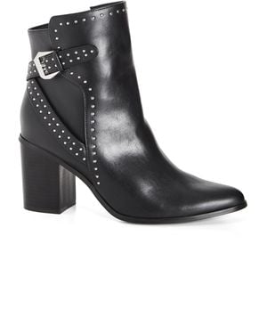 City Chic Plus Size Wide Fit Orly Ankle Boot, Faux Leather - Black
