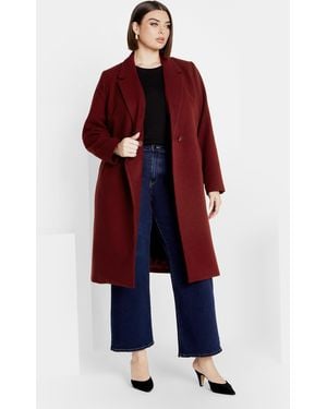 City Chic Plus Size Effortless Chic Coat - Red