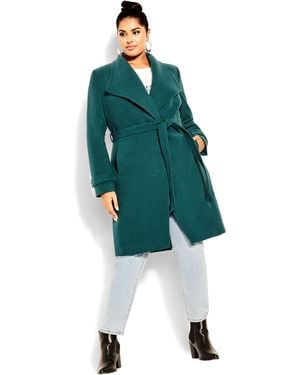 City Chic Plus Size So Chic Coat - Green