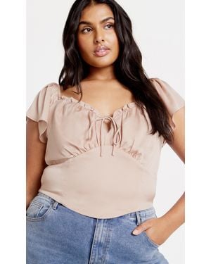 City Chic Plus Size Mae Top Rose - Natural
