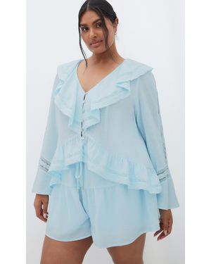 City Chic Plus Size Sara Short - Blue