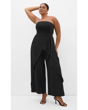 City Chic Plus Size Attract Strapless Jumpsuit - Black