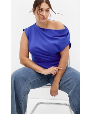 City Chic Plus Size Imani Off Shoulder Top - Blue