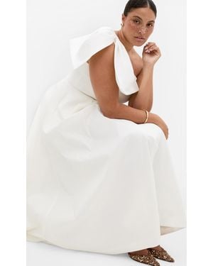 City Chic Plus Size Captivate One Shoulder Maxi Dress - White