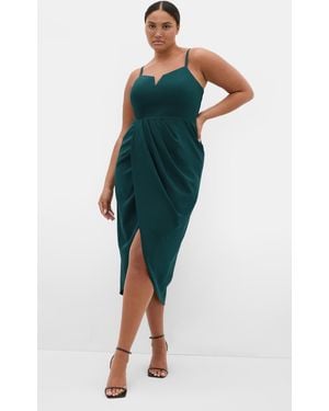 City Chic Plus Size Sassy Tulip Midi Dress - Blue
