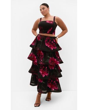 City Chic Plus Size Bianka Print Tiered Skirt