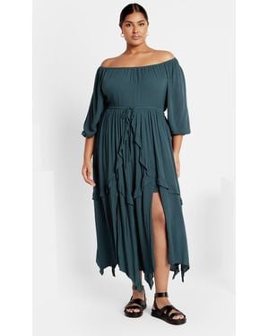 City Chic Plus Size 403 Forbidden Dress - Blue
