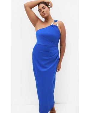 City Chic Plus Size Joy One Shoulder Maxi Dress - Blue