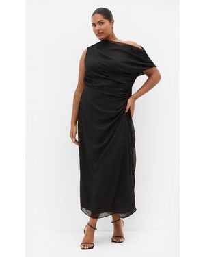 City Chic Plus Size Vivid Lurex Stripe Maxi Dress - Black