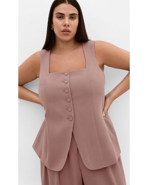 City Chic Plus Size Abbie Vest - Brown