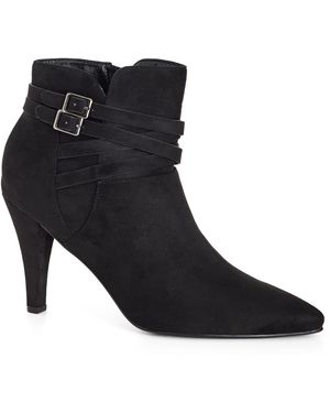 City Chic Plus Size Wide Fit Sultry Ankle Boot, Faux Leather - Black