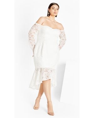 City Chic Plus Size Lace Athena Dress - White
