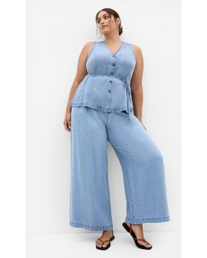City Chic Plus Size Evani Soft Denim Wide Leg Pants - Blue