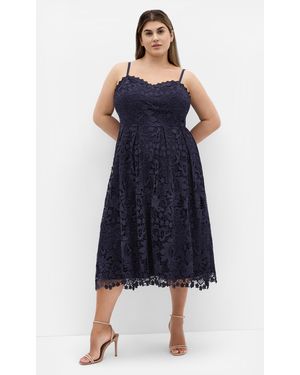 City Chic Plus Size Scarlet Lace Midi Dress - Blue