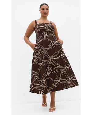 City Chic Plus Size Athena Print Chocolate Maxi Dress - Brown