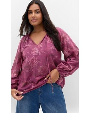 City Chic Plus Size Eternal Love Mulberry Print Top - Red