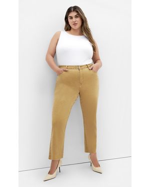 City Chic Plus Size Harley Fit Clover Row Straight Jean Toffee, Cotton - Natural
