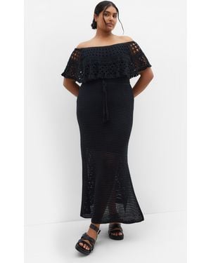 City Chic Plus Size Callie Crochet Dress - Black