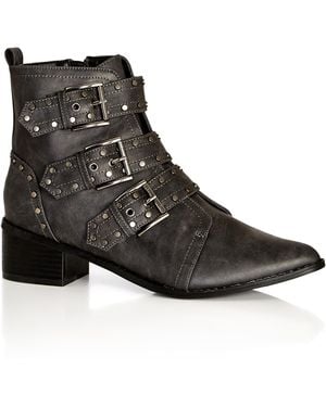 City Chic Plus Size Wide Fit Zeta Boot Charcoal - Black