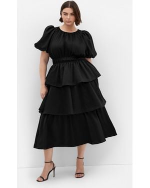 City Chic Plus Size Heavenly Ruffle Maxi Dress - Black