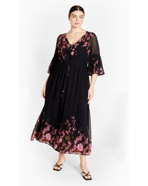City Chic Plus Size Romance Border Dress - Black