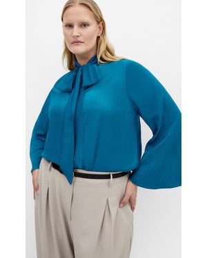 City Chic Plus Size Mahalia Neck Tie Top - Blue