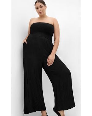 City Chic Plus Size Smocked Jumpsuit - Black