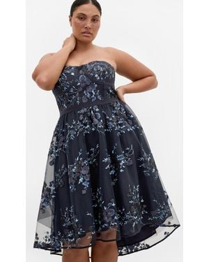 City Chic Plus Size Ambrosia Strapless Tulle Dress - Blue