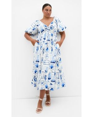 City Chic Plus Size Giselle V-Neck Off Maxi Dress - Blue