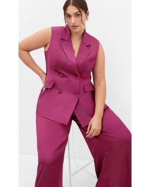 City Chic Plus Size Rylie Satin Vest - Red