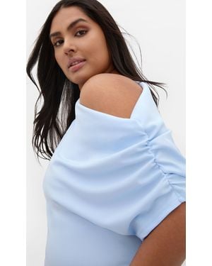 City Chic Plus Size Imani Off Shoulder Top - Blue