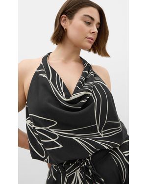 City Chic Plus Size Shania Print Cowl Neck Top - Black